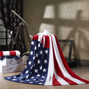 wholesale USA imports super soft and cheap warm minky flannel fabric throw blanket the Stars and the Stripes 